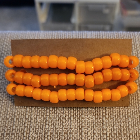 Bright Orange Beaded Bracelet Set - Picture 1 of 3